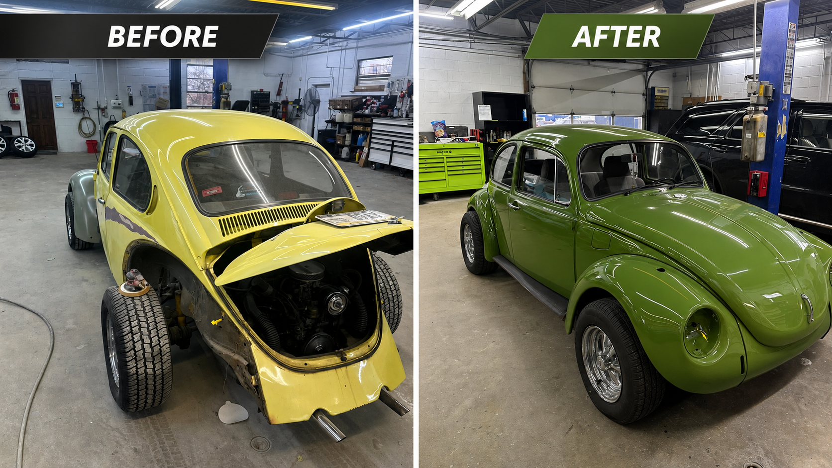 Before and after body repair