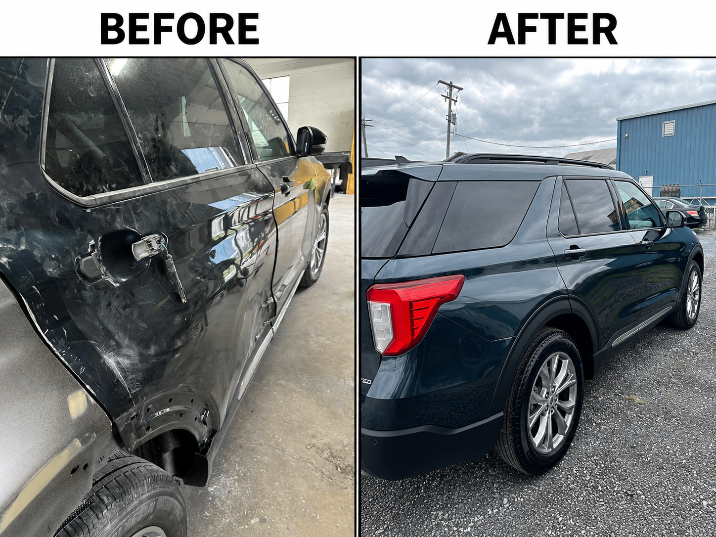 Before and after door and panel repair